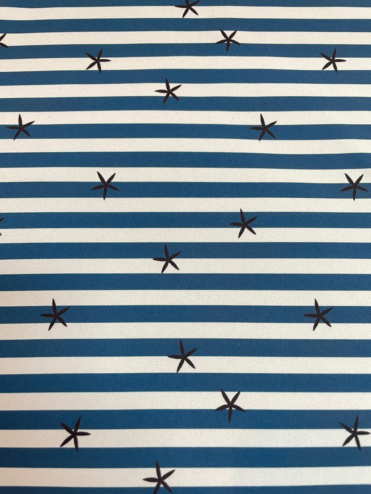 Softshell gestreift petrol / weiß mit Seesternen